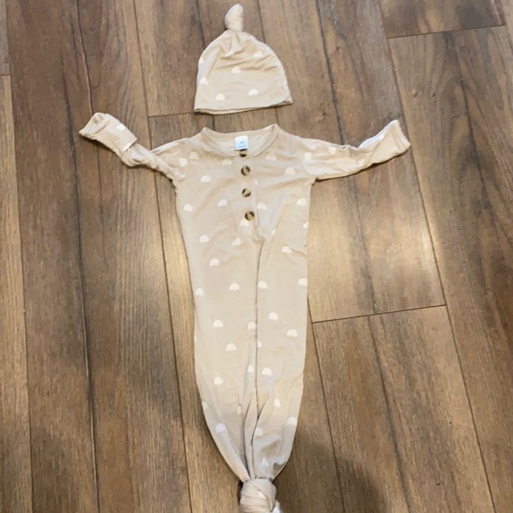Lou Lou knotted gown and hat for newborns/ rainbow babies